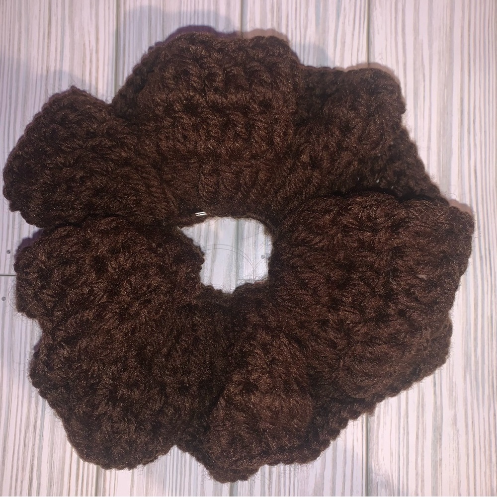 Dark brown, extra large, crochet scrunchies